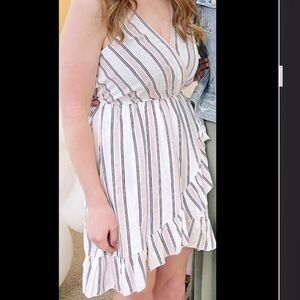 Pink and navy striped dress